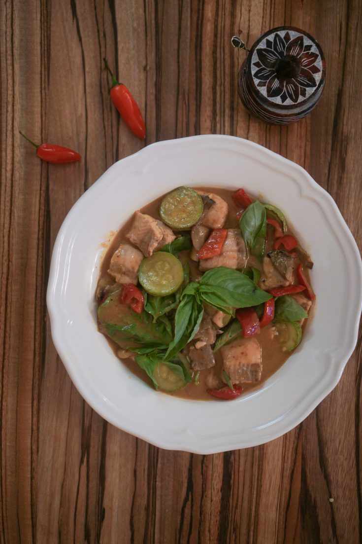 20-Minute Thai Red Salmon Curry with Basil