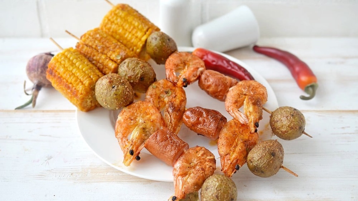 Grilled Shrimp Kabobs.