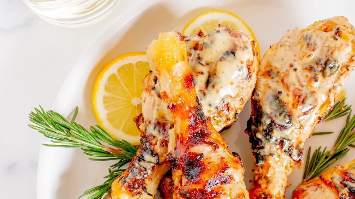 Grilled Honey Mustard Chicken Drumsticks.