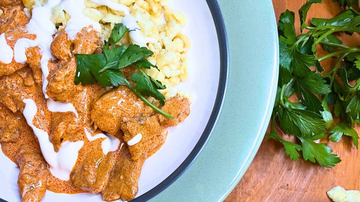 Chicken Paprikash with Spaetzle.