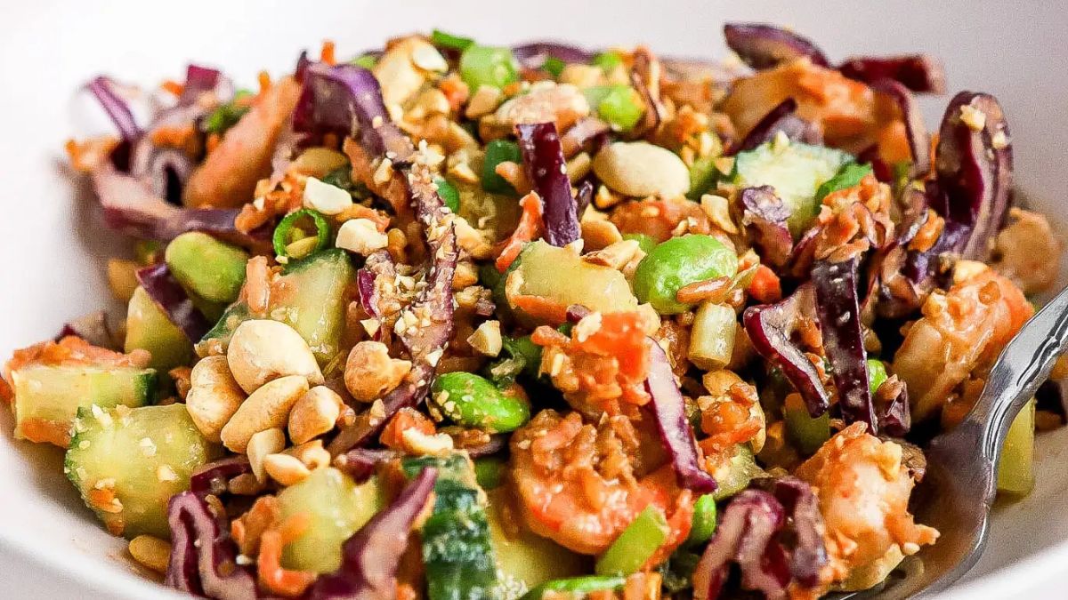 Crispy Rice Salad With Thai Peanut Dressing.
