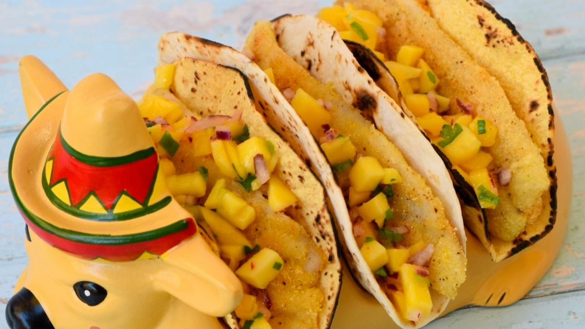 Fish Tacos with Mango Salsa.