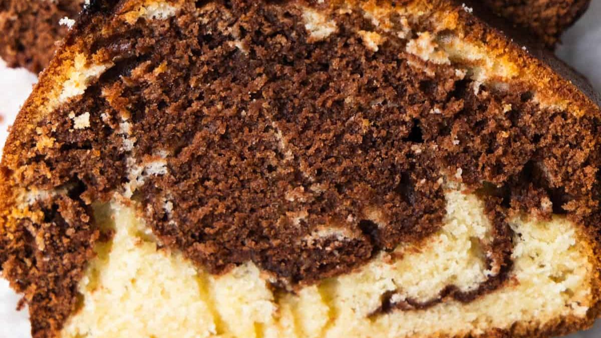 French Chocolate Vanilla Marble Cake.