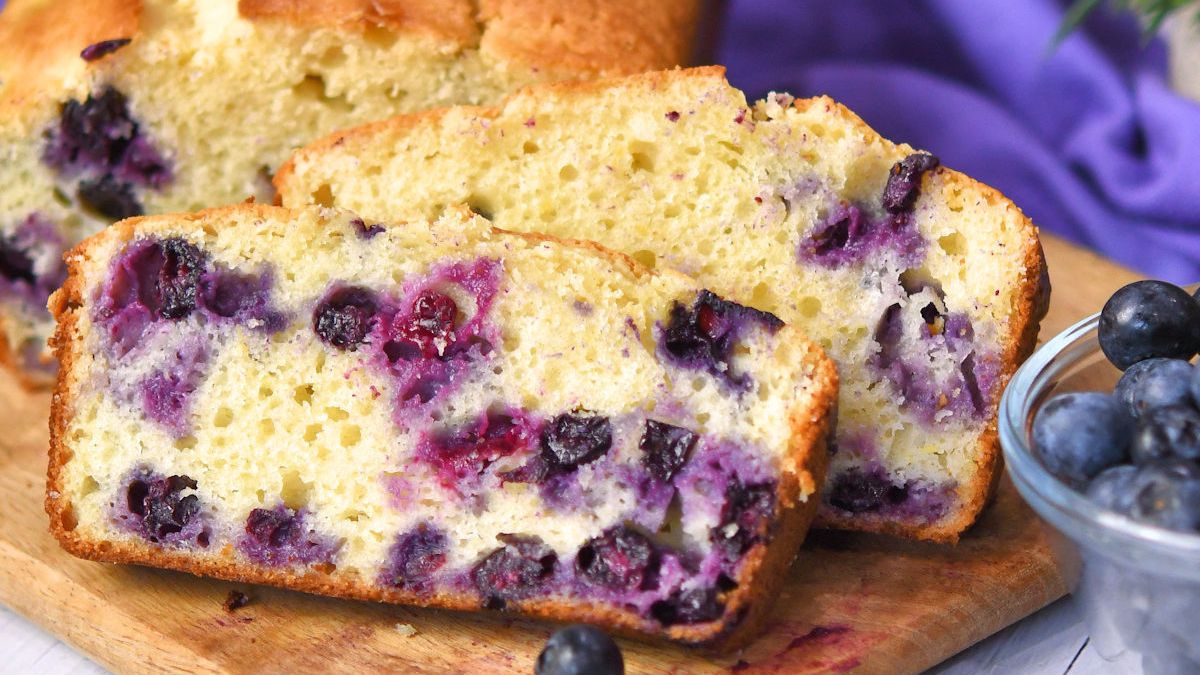 Fresh Blueberry Loaf Quick Bread.