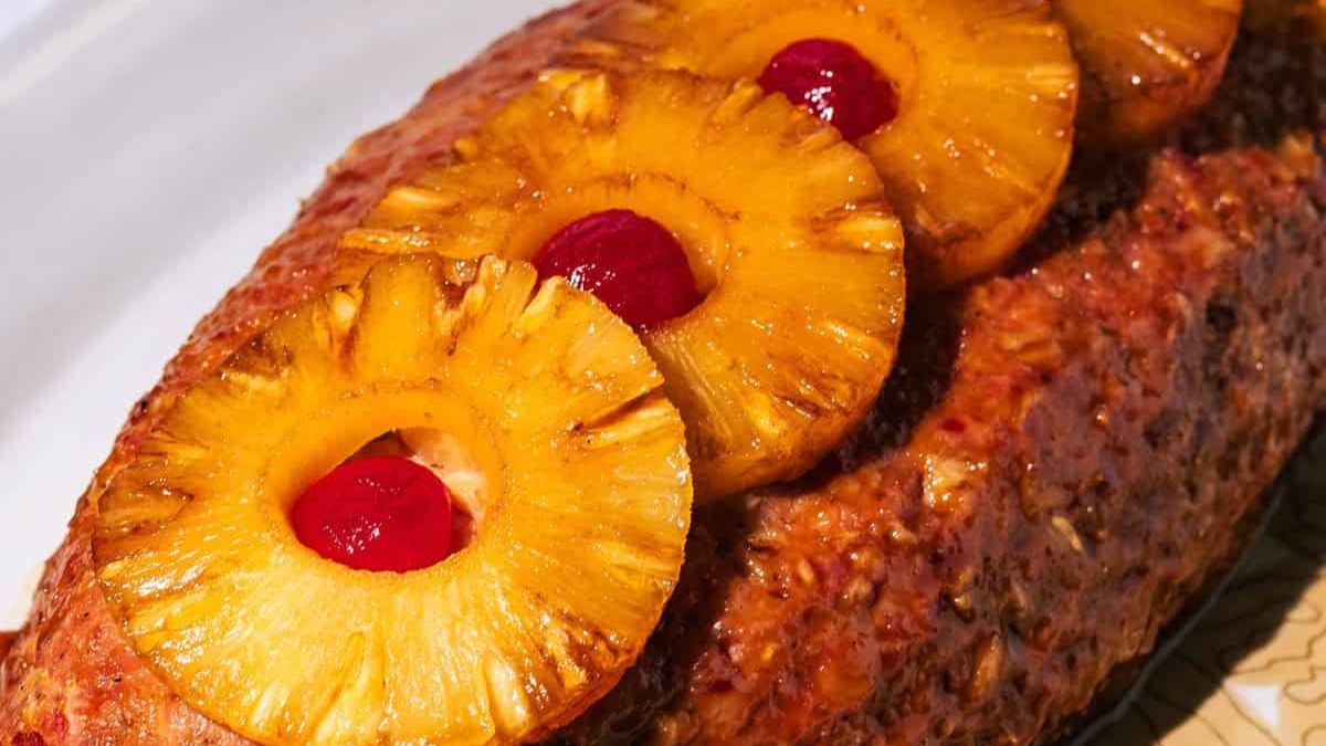 Glazed Ham Loaf with Pineapple and Brown Sugar.