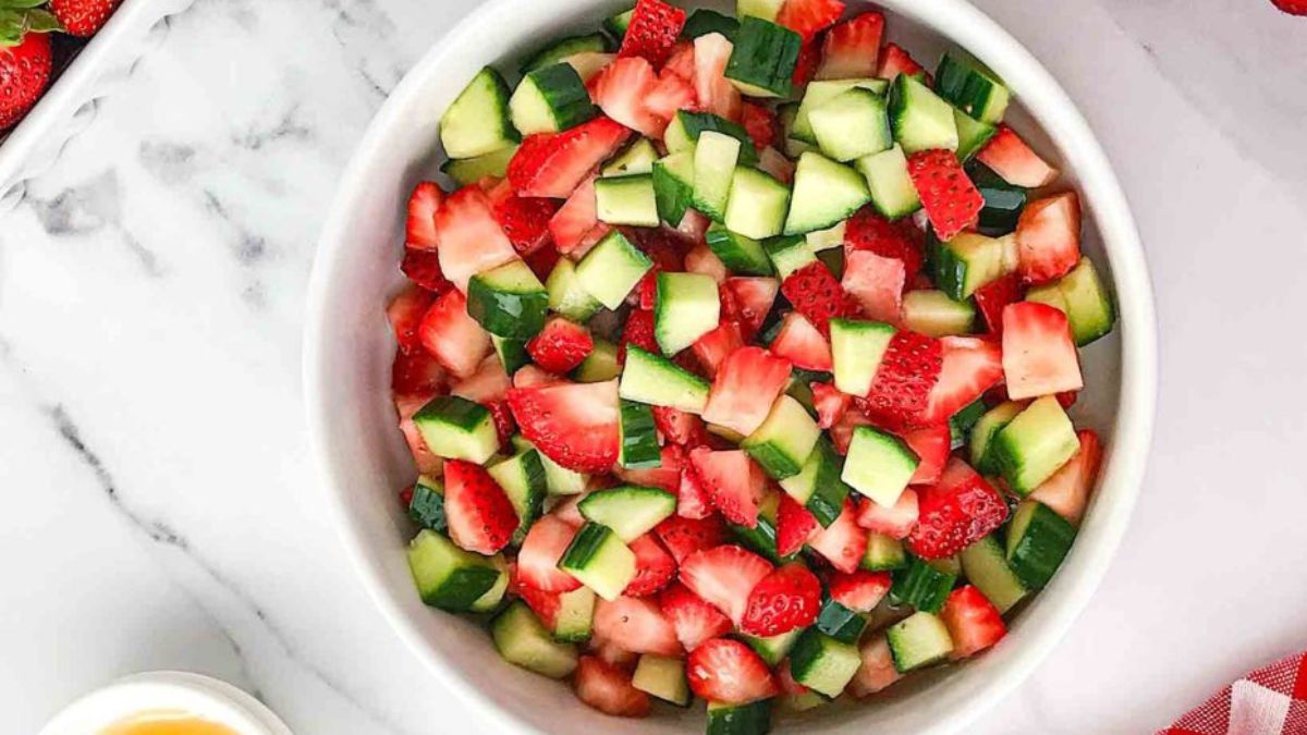 Strawberry cucumber salad.