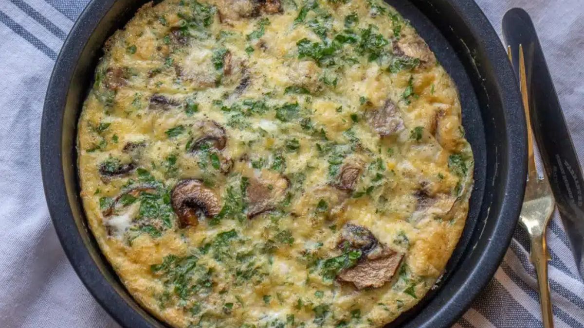 Air Fryer Mushroom and Cheese Omelette.