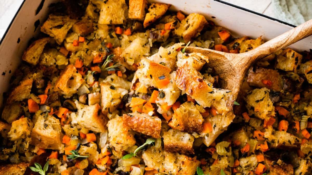 Best Vegetarian Stuffing Casserole Recipe.