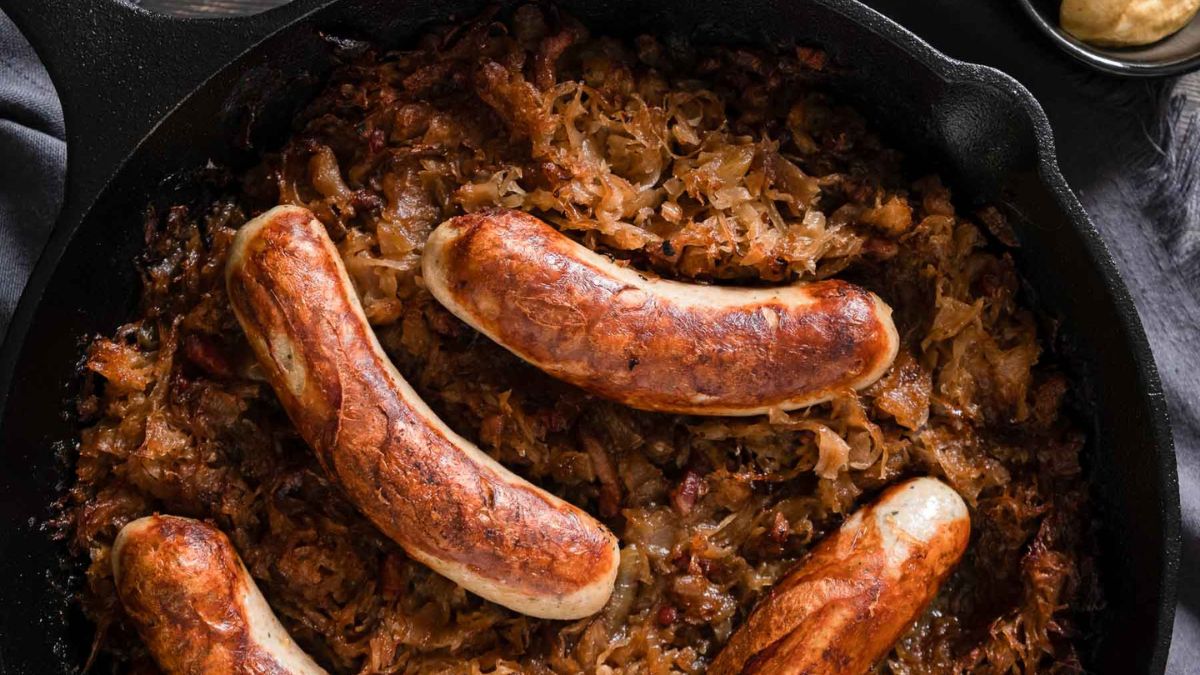 Bratwurst Sausage And Sauerkraut.