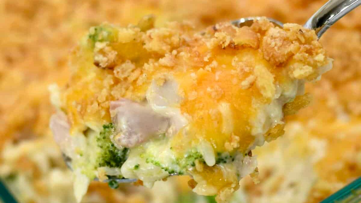 Cheesy Chicken Broccoli and Rice Casserole.