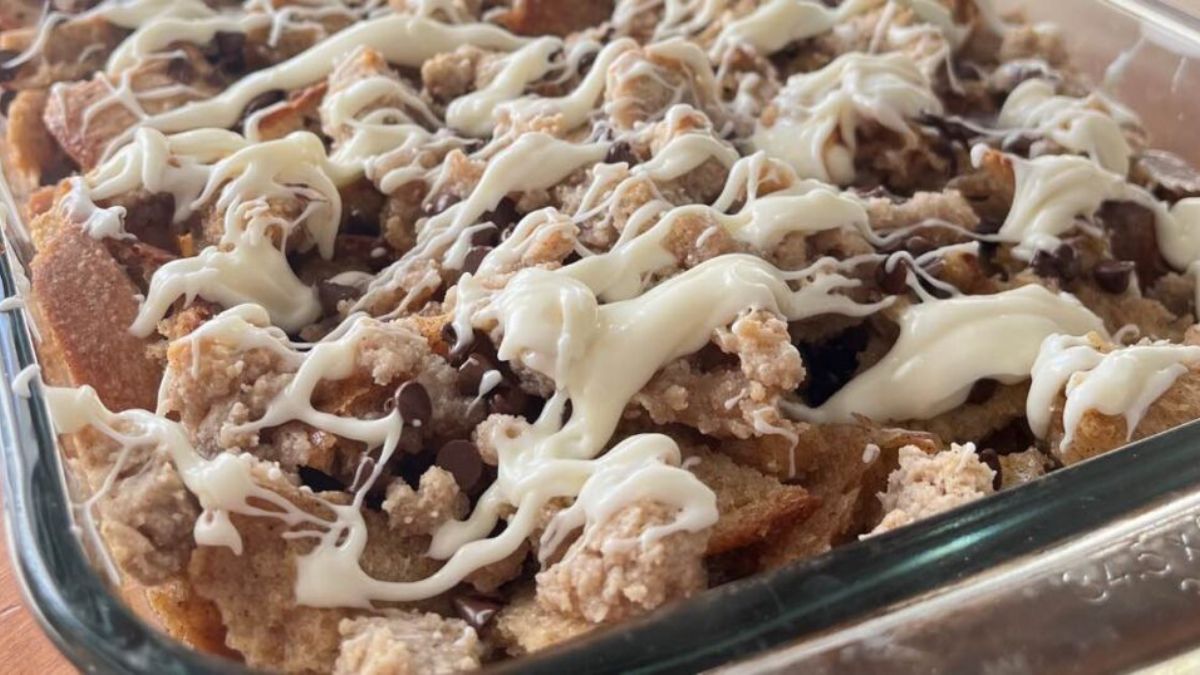 Chocolate Chip Sourdough French Toast Casserole.