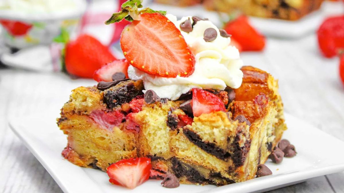 Chocolate Strawberry French Toast Bake.