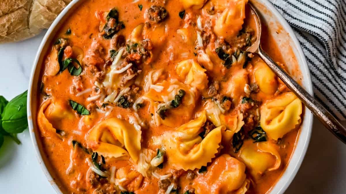 Creamy Sausage Tortellini Soup.