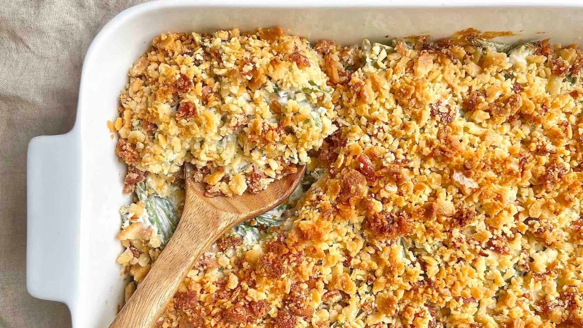 Easy Green Bean Casserole with Cream Cheese.