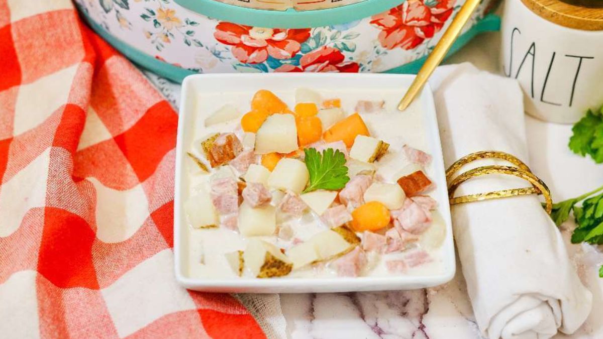 Easy Instant Pot Ham and Potato Soup Recipe.