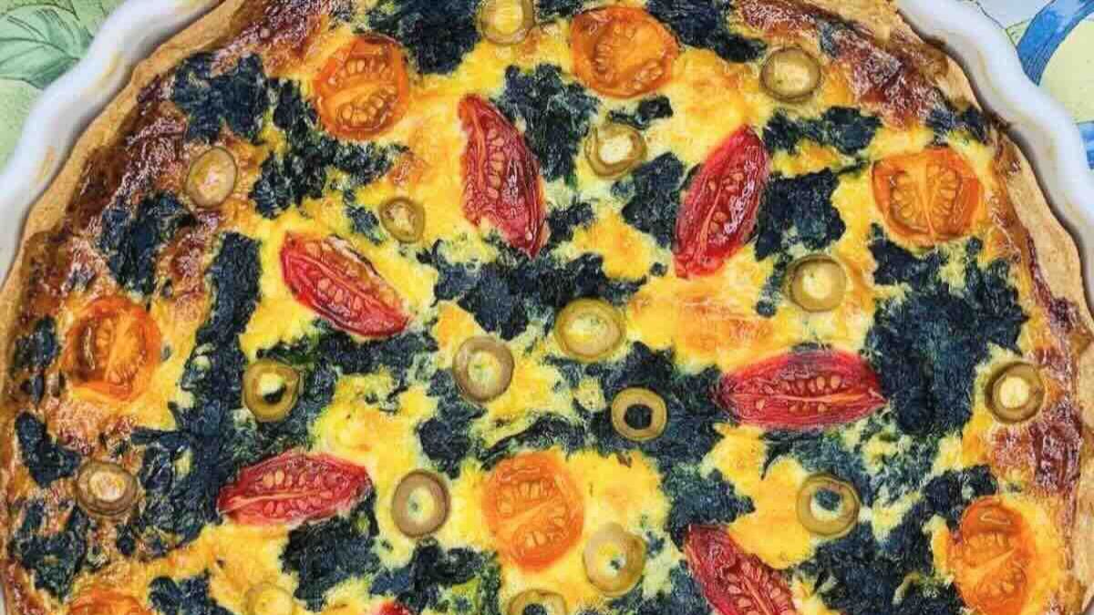Easy Spinach & Cherry Tomato Quiche.