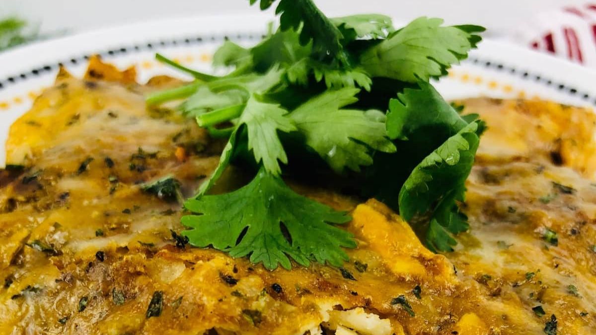 Enchilada Pie Casserole with Hatch Chiles.