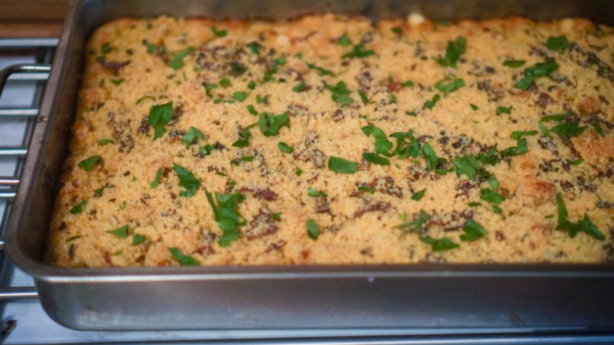 Farofa-Topped Brazilian Mac and Cheese.