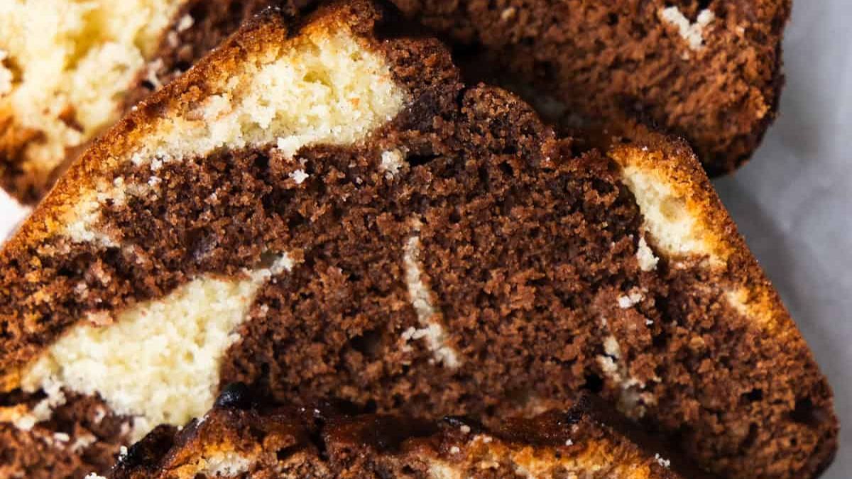 French Chocolate Vanilla Marble Cake.