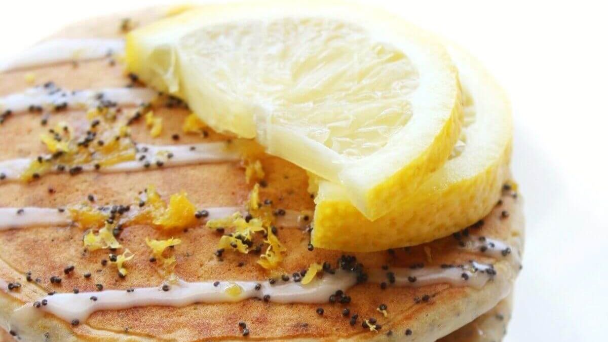 Gluten-Free Lemon Poppy Seed Pancakes (Vegan).