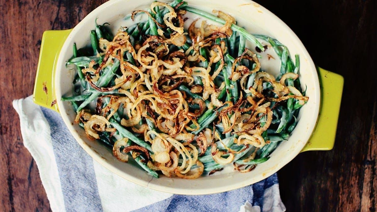 Green Bean Casserole with Crispy Onions.