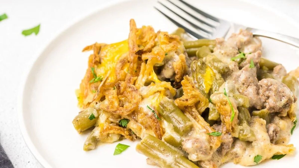Hamburger Green Bean Casserole.
