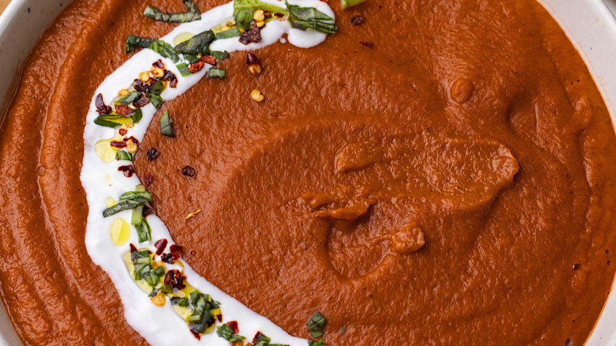 High Protein Sweet Potato Tomato Soup.
