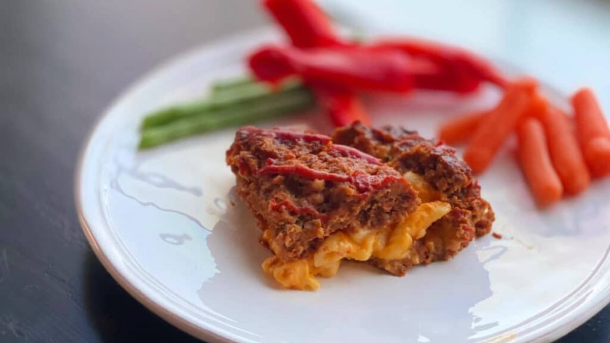 Lazy Macaroni and Cheese Stuffed Meatloaf.