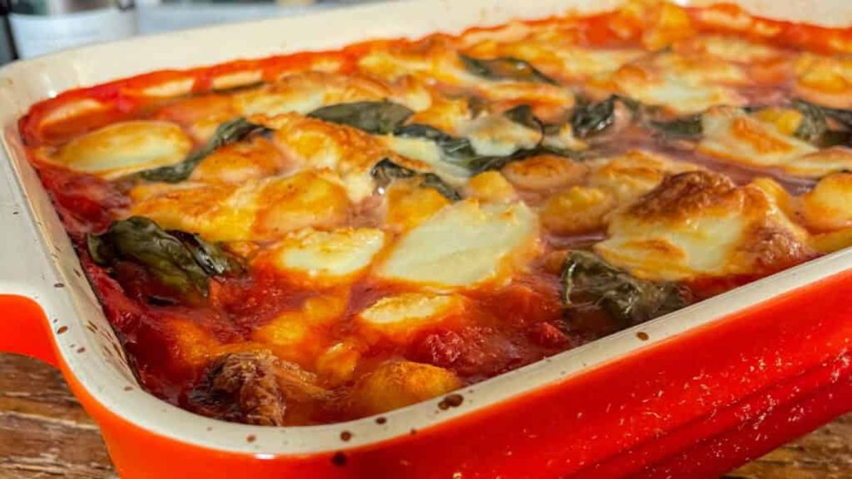 One Pan Tomato and Mozzarella Gnocchi.