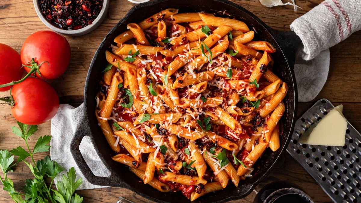 Penne Arrabbiata with Chili Crisp.