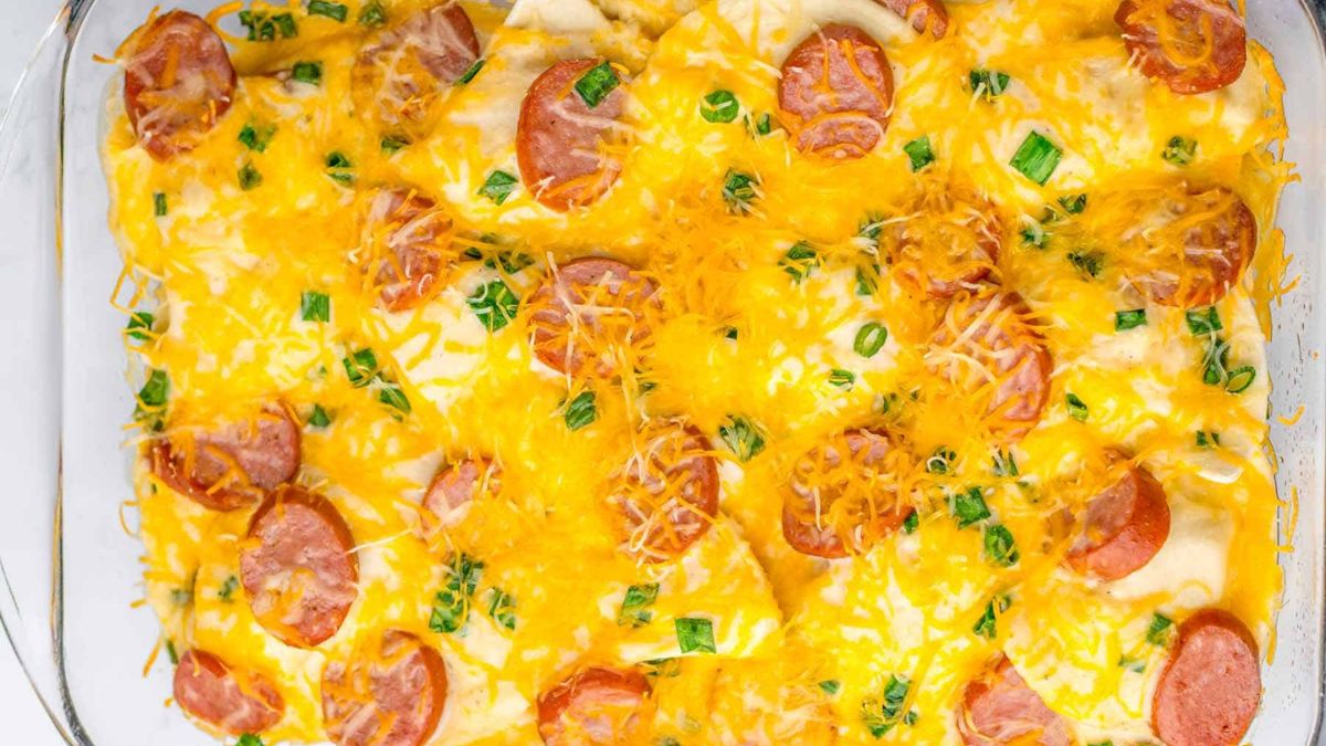 Pierogi Casserole (With Kielbasa).