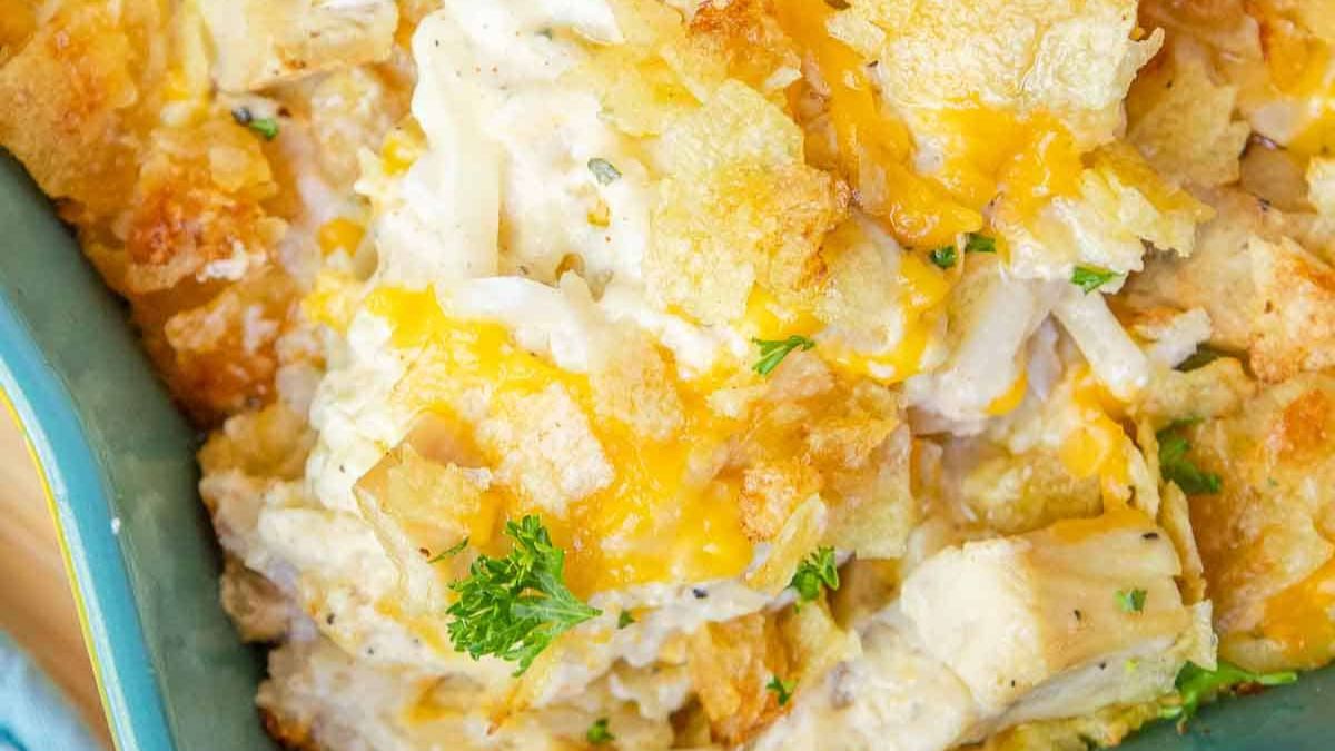 Potato Chip Chicken Casserole with Hash Browns.