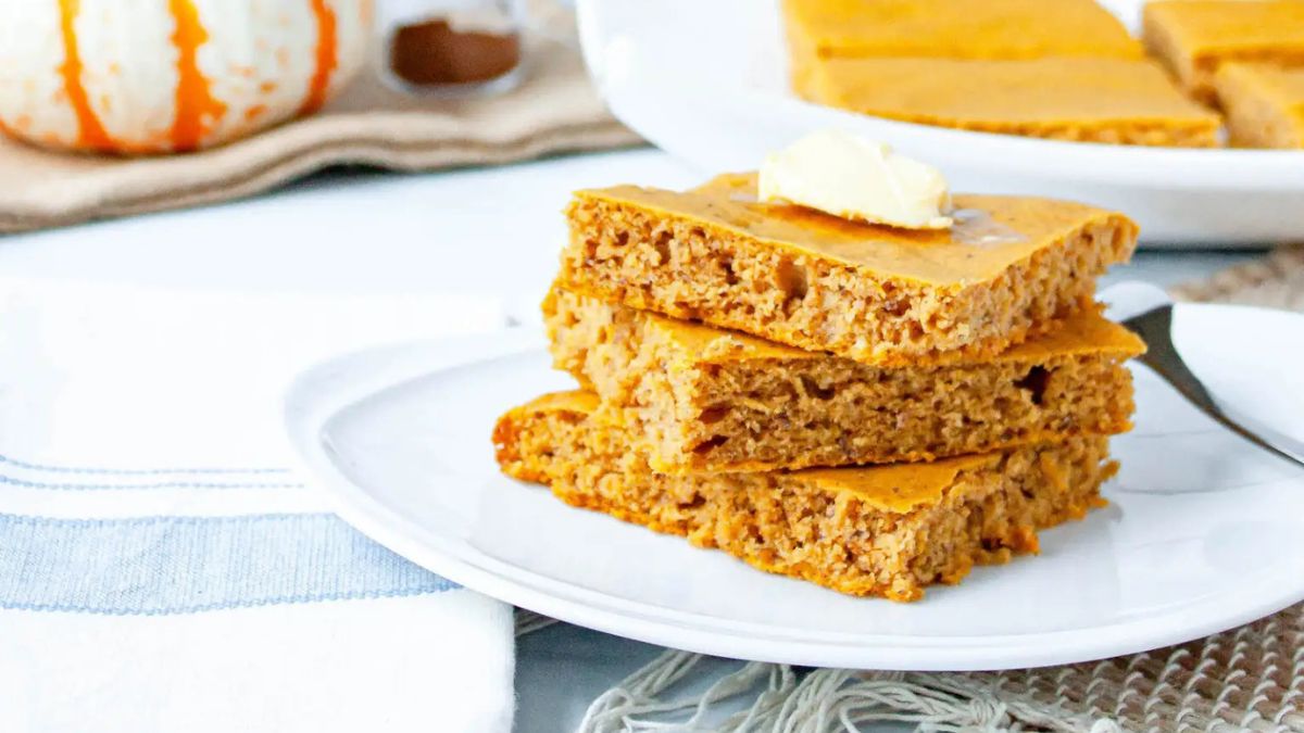 Pumpkin Spice Sheet Pan Pancakes.