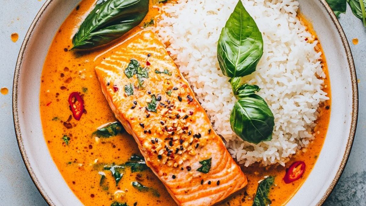 Quick Thai Salmon Red Curry Recipe.