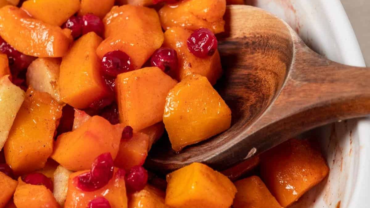 Roasted Butternut Squash Casserole (with Cranberries and Apples).