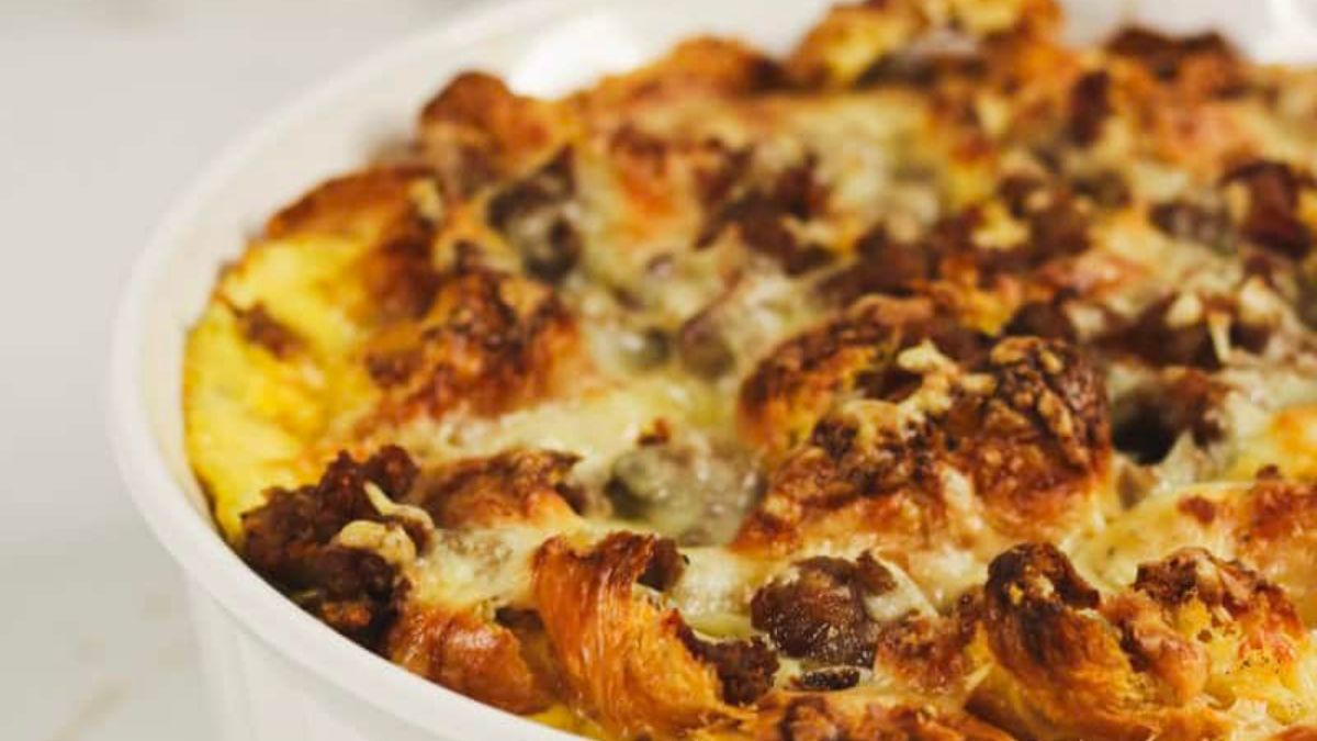 Sausage Croissant Breakfast Casserole.