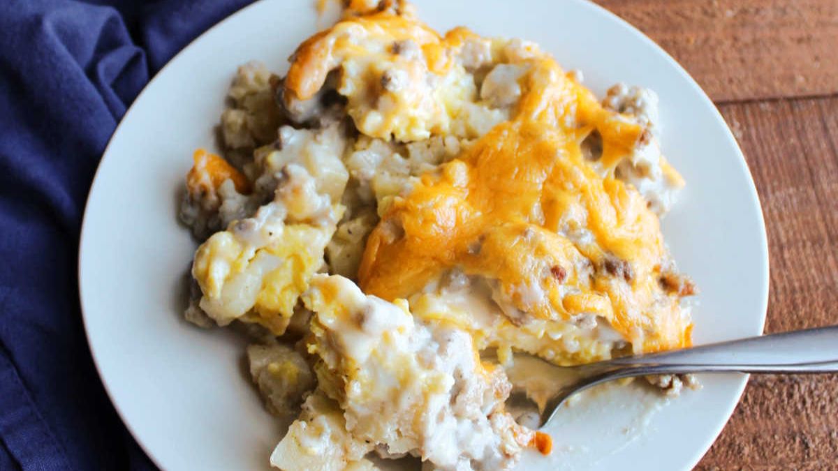 Sausage Gravy Breakfast Casserole.
