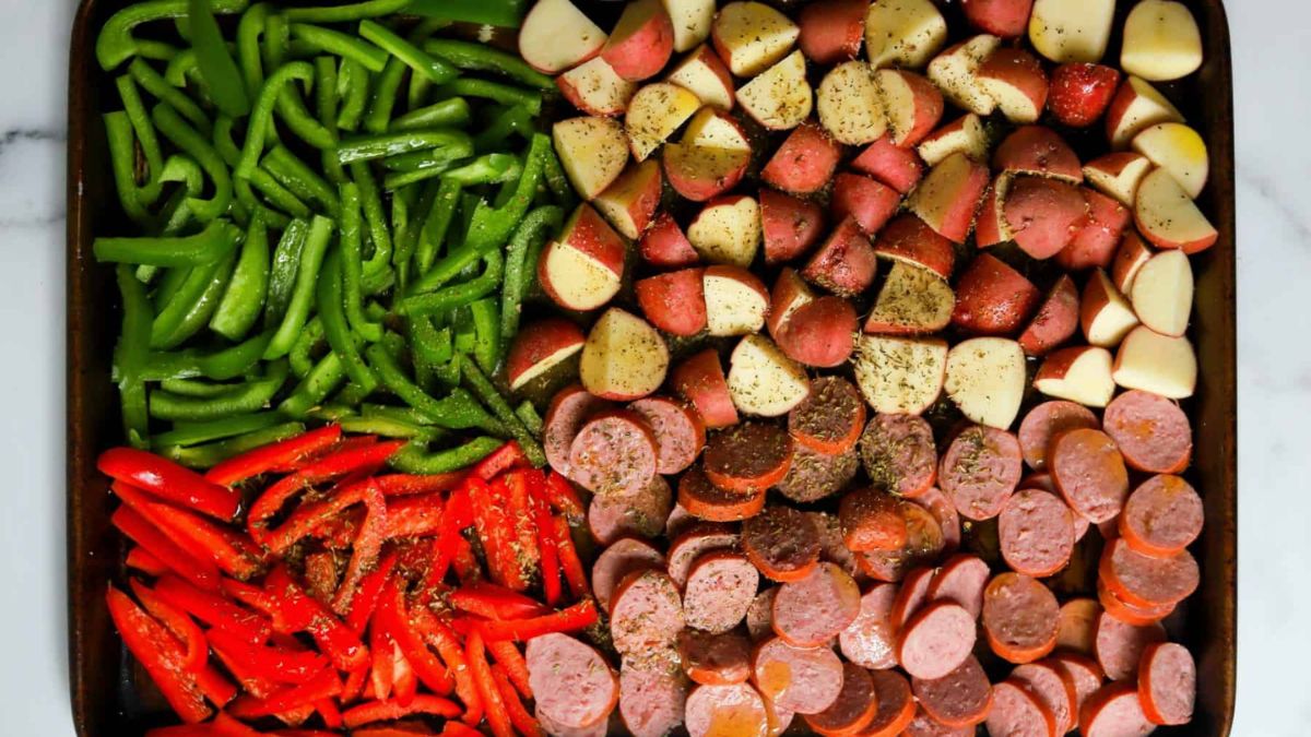 Sheet Pan Sausage and Potatoes.