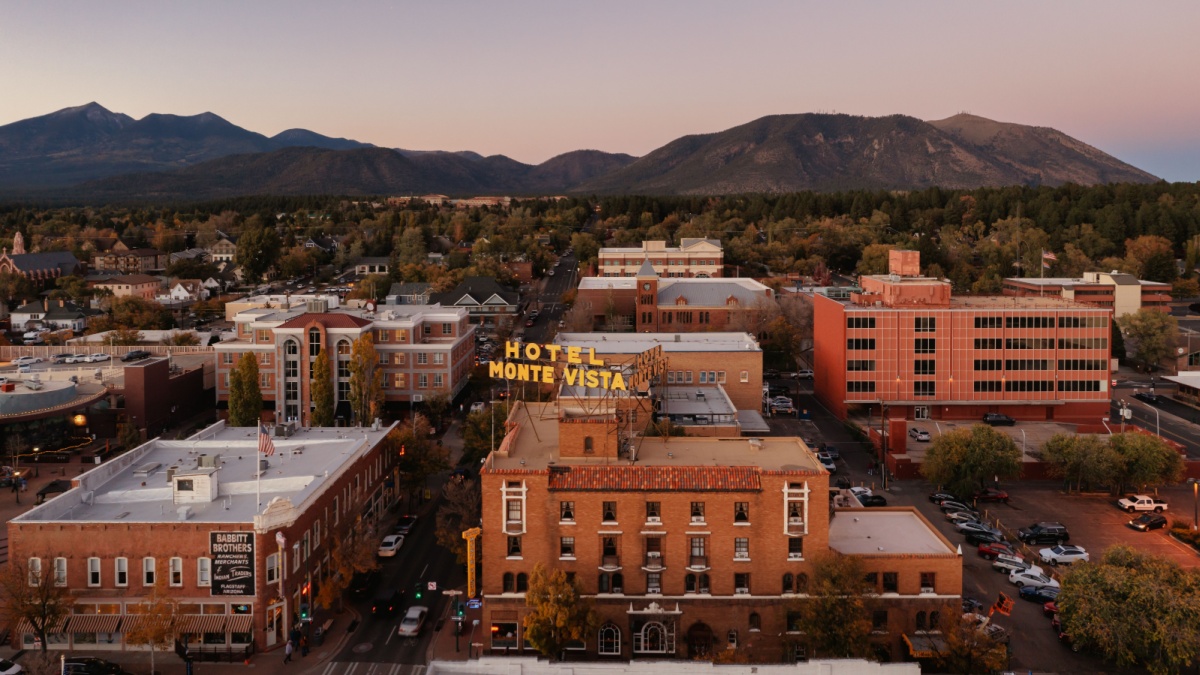 Flagstaff, Arizona, USA - October 14, 2021. Hotel Monte Vista in historic downtown.