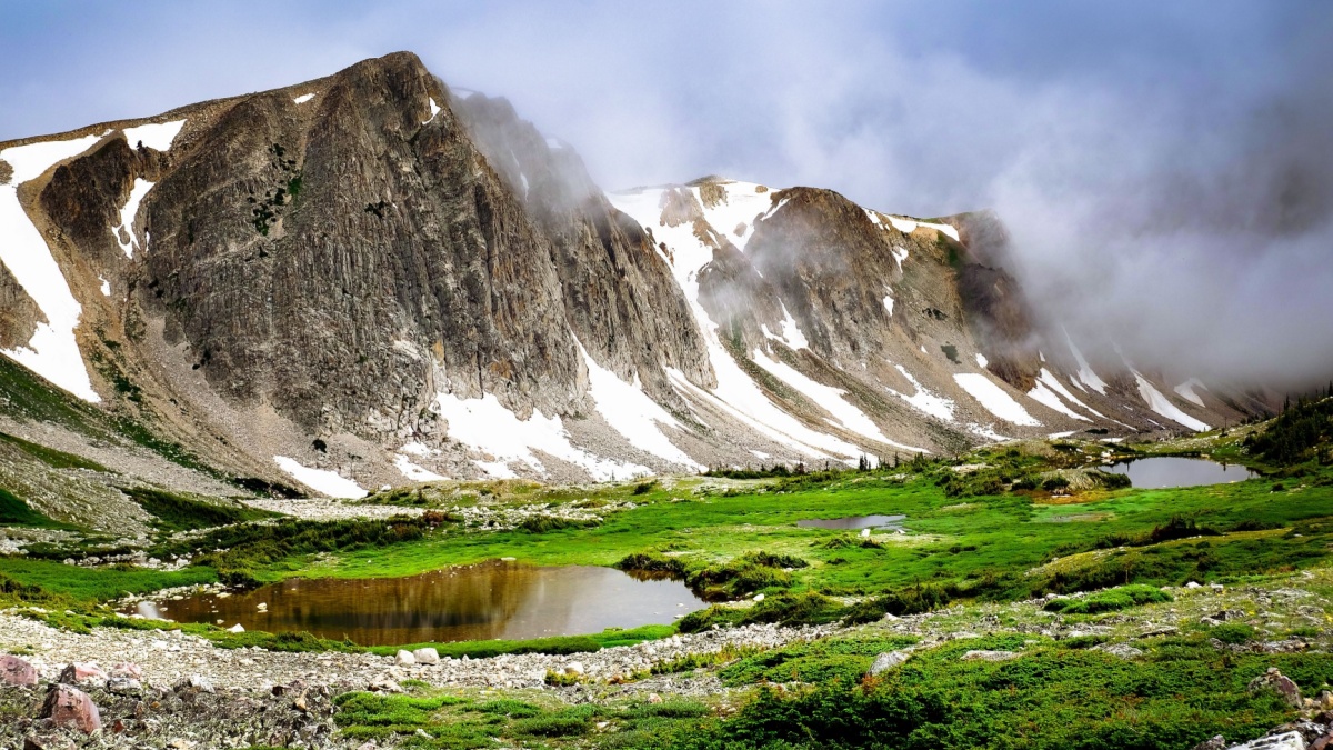 Clouds Gather Around Medicine Bow Peak and Ponds.
The Snowy Range, Rocky Mountains, Wyoming.