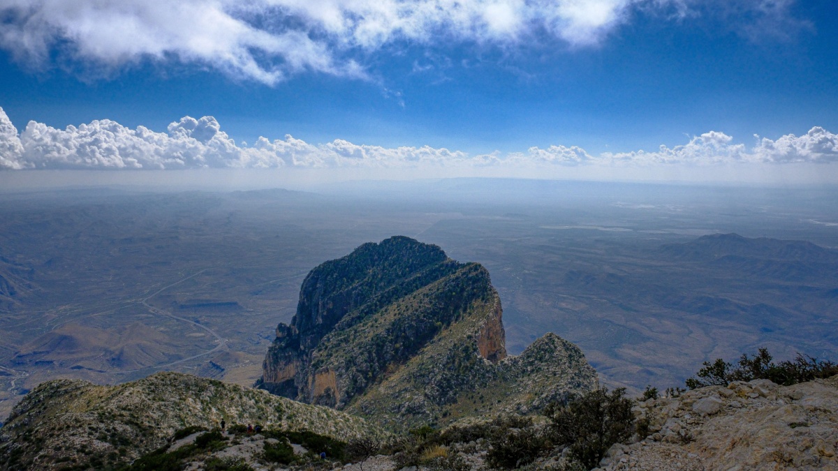 Hiking to the top of Guadalupe peak at Guadalupe Mountains National Park in Texas.
