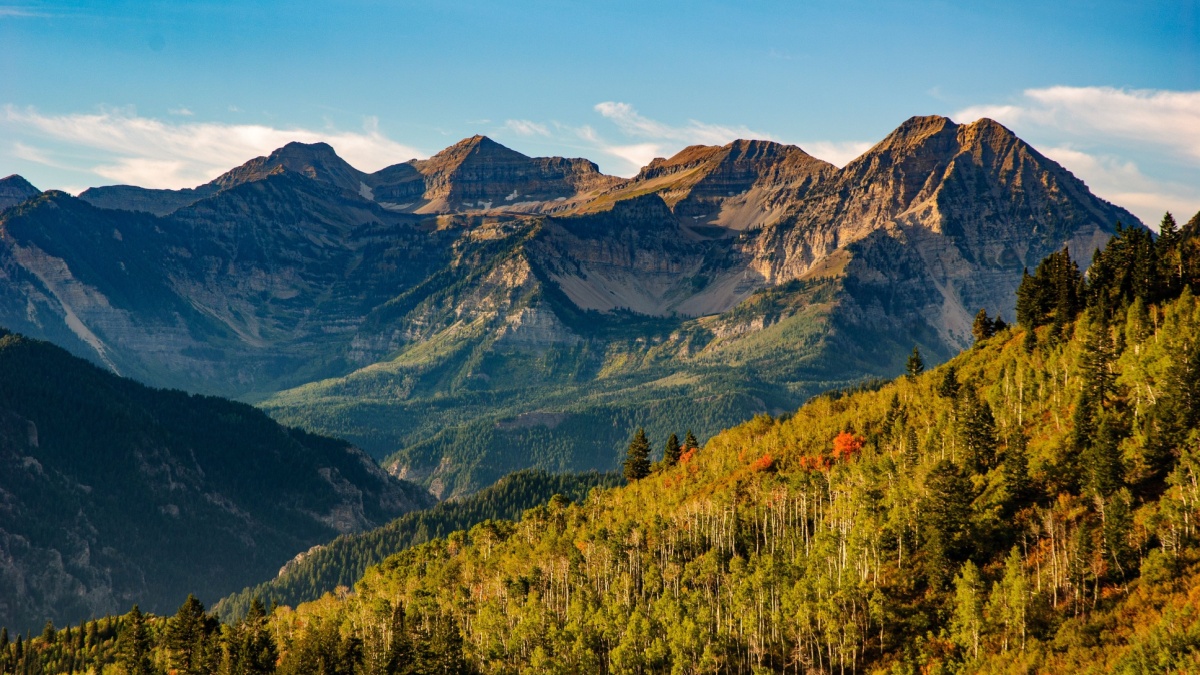 The sun rising on Mt. Timpanogos in the early fall.