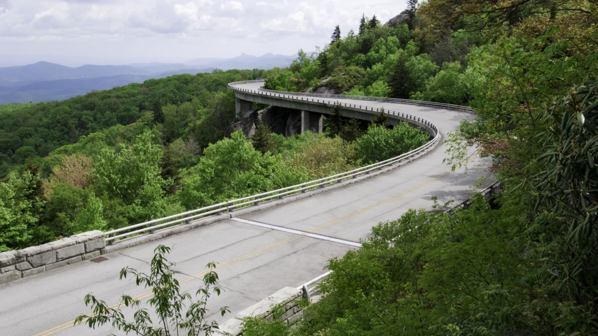 The Linn Cove Viaduct. Part of the Blue Ridge Parkway near Grandfather Mountain, North Carolina..