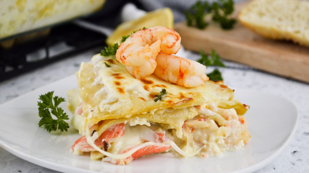 Simple Seafood Lasagna.