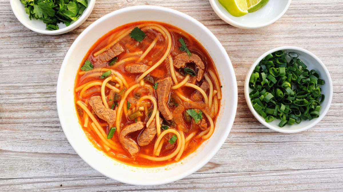 Spicy Thai Beef Noodle Soup.