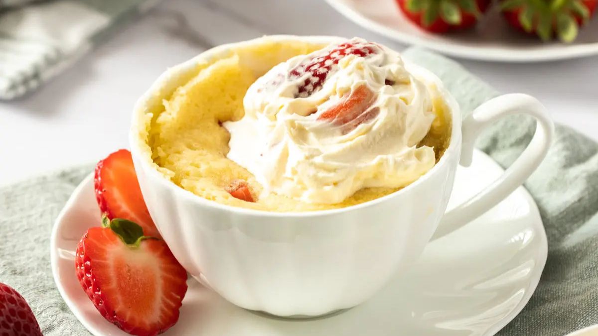 Strawberry Shortcake Mug Cake.