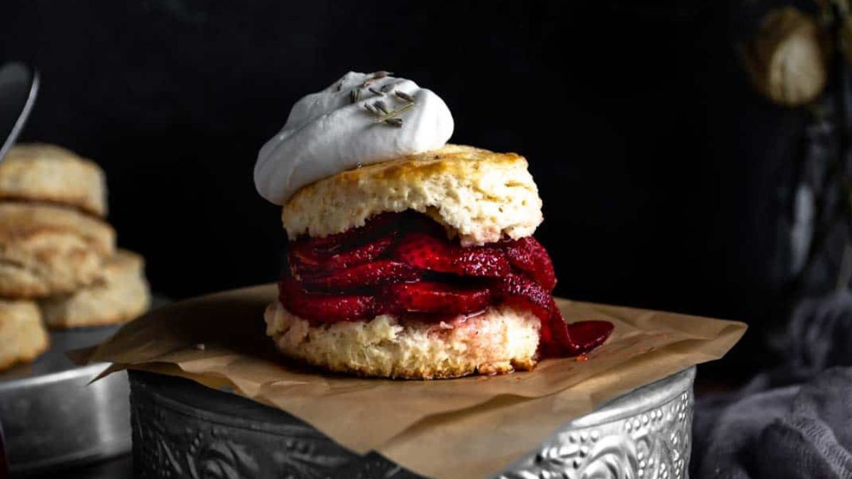 Strawberry Shortcake with Lavender Sugar.