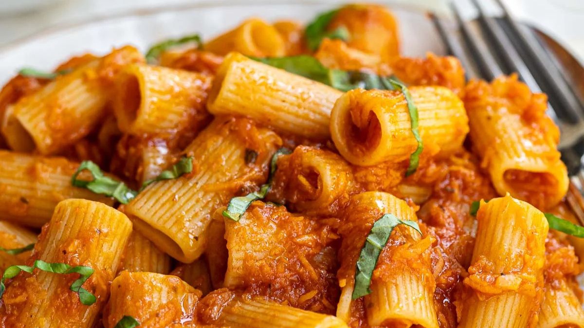 Sweet Potato And Tomato Pasta.