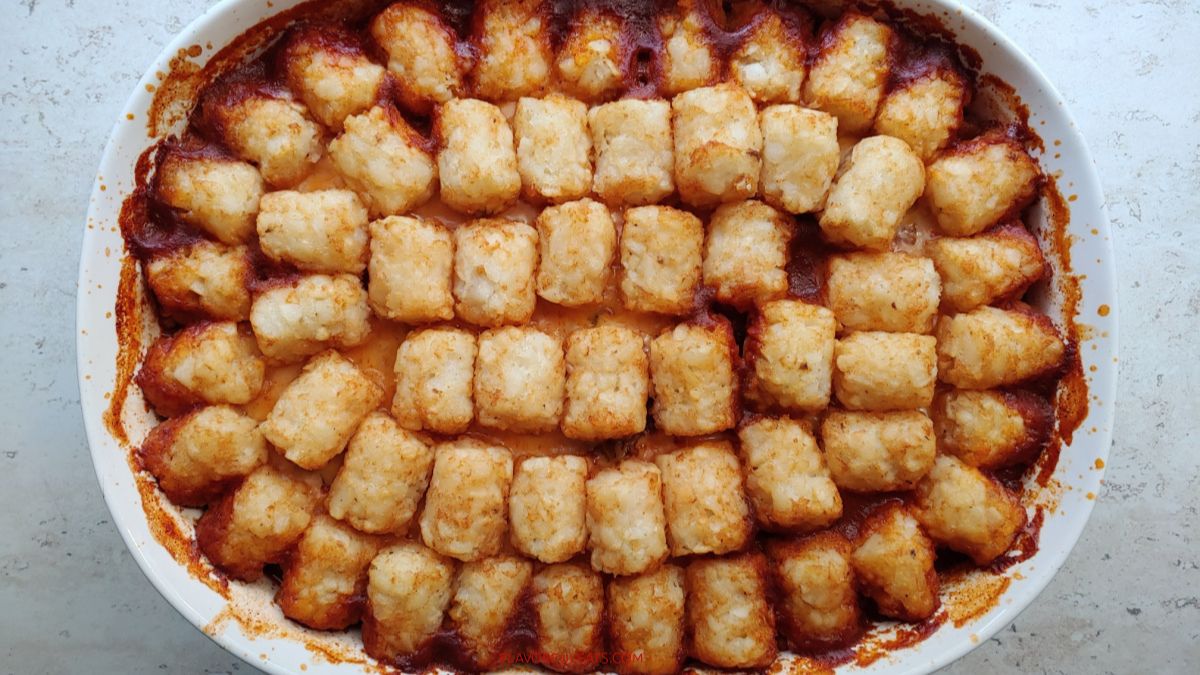 Tater Tot Chili Casserole.