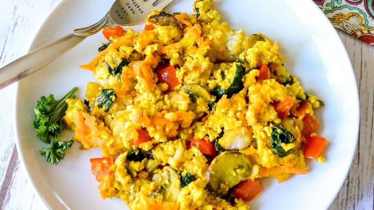 Tofu Breakfast Casserole with Tater Tots.